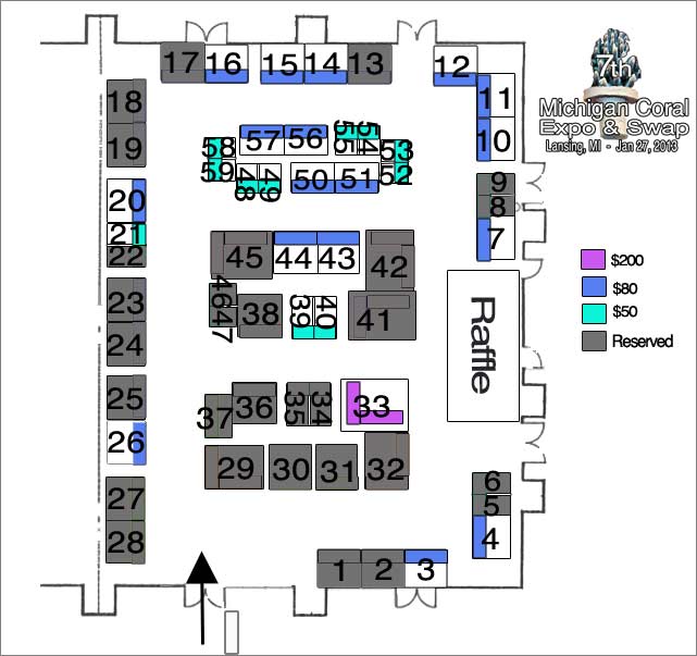 mces layout numbered - Michigan's Largest Coral Swap!  - Lansing, MI (Jan. 27, 2013)